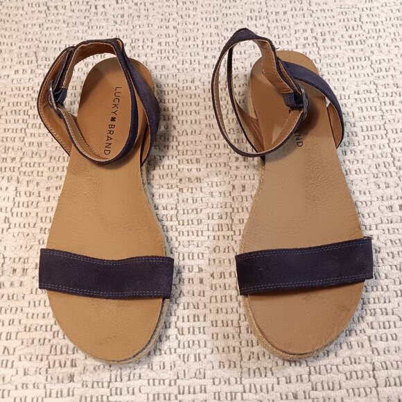 Lucky Brand 'Garston' women's blue suede espadrille ankle strap sandals sz 7 M - Picture 2 of 12